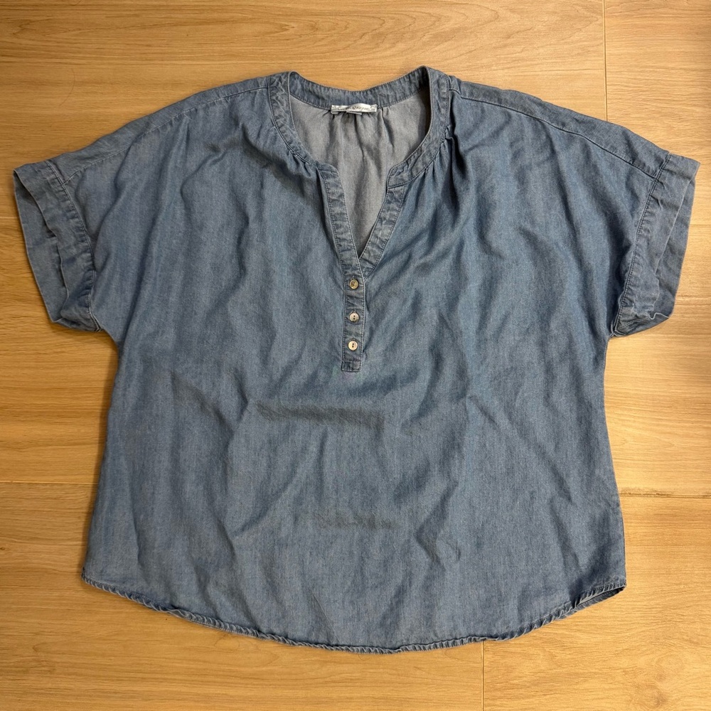 Medium Wash Jean Like Top